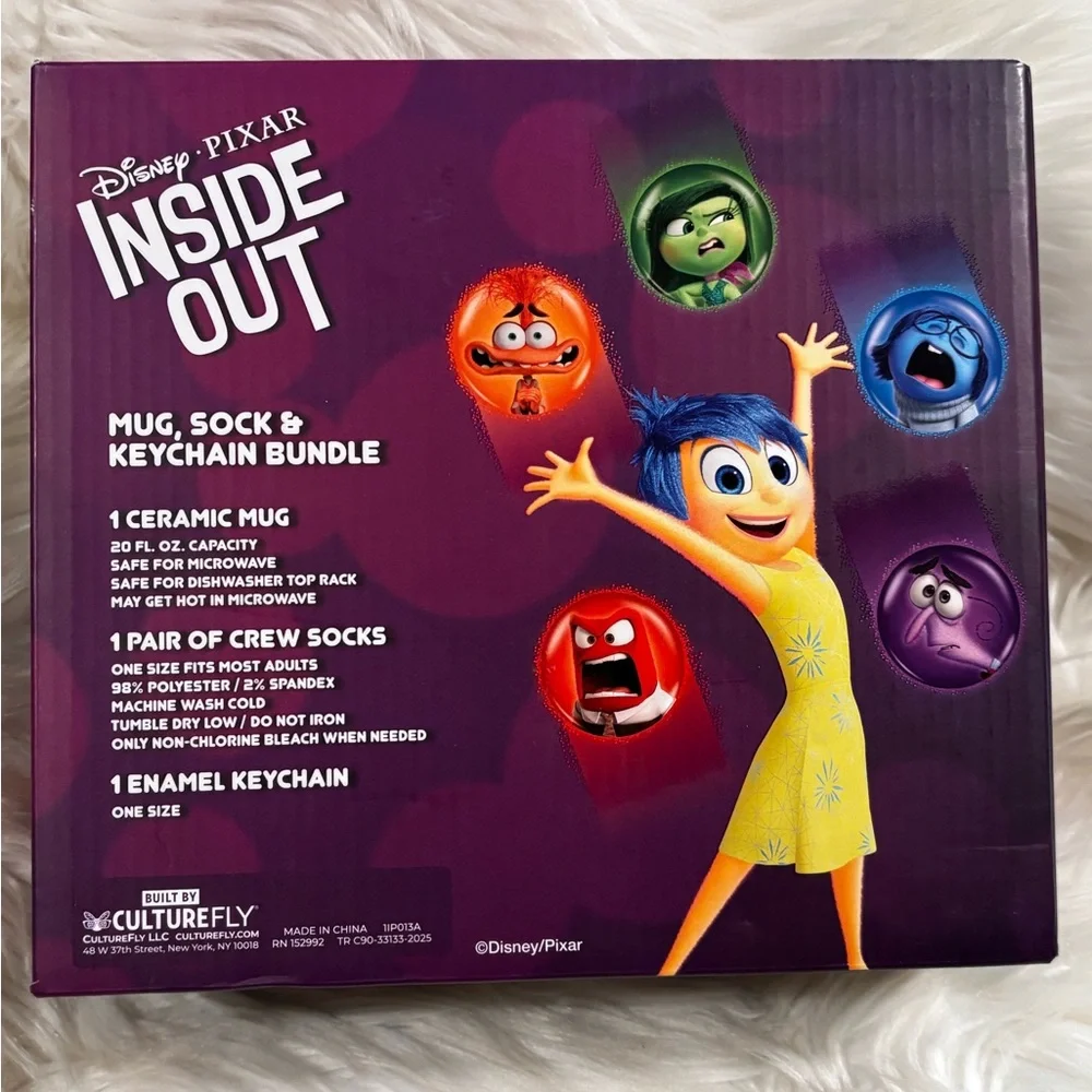 Disney Pixar Inside Out Mug, Sock & Keychain Bundle